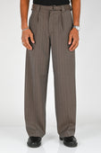 Beach Brains 'Limit' Trouser in Brown Pinstripe