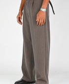 Beach Brains 'Limit' Trouser in Brown Pinstripe