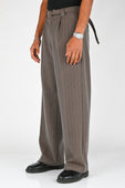 Beach Brains 'Limit' Trouser in Brown Pinstripe