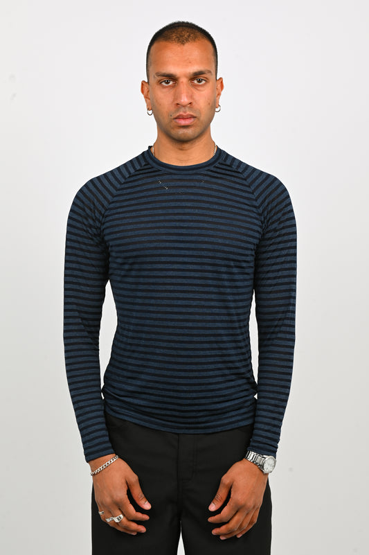 Bidi 'Al' Raglan Long Sleeve Top in Blue Stripe