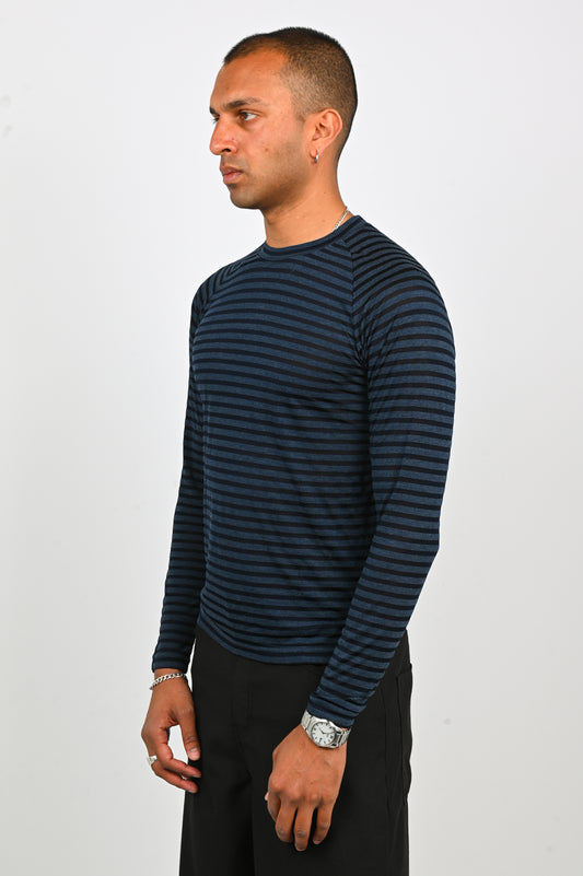 Bidi 'Al' Raglan Long Sleeve Top in Blue Stripe