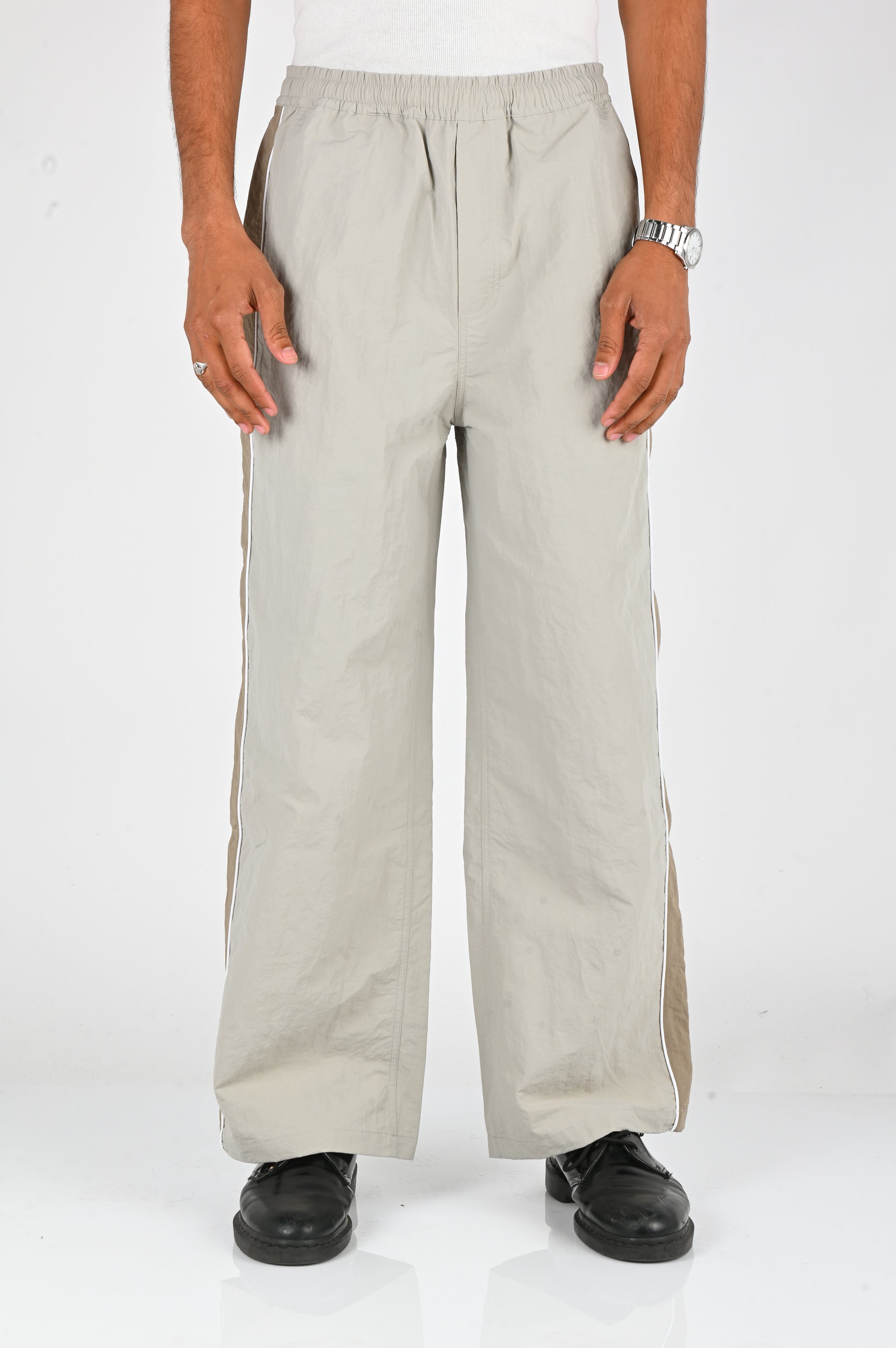 Candice Nylon Track Pants in Light Grey