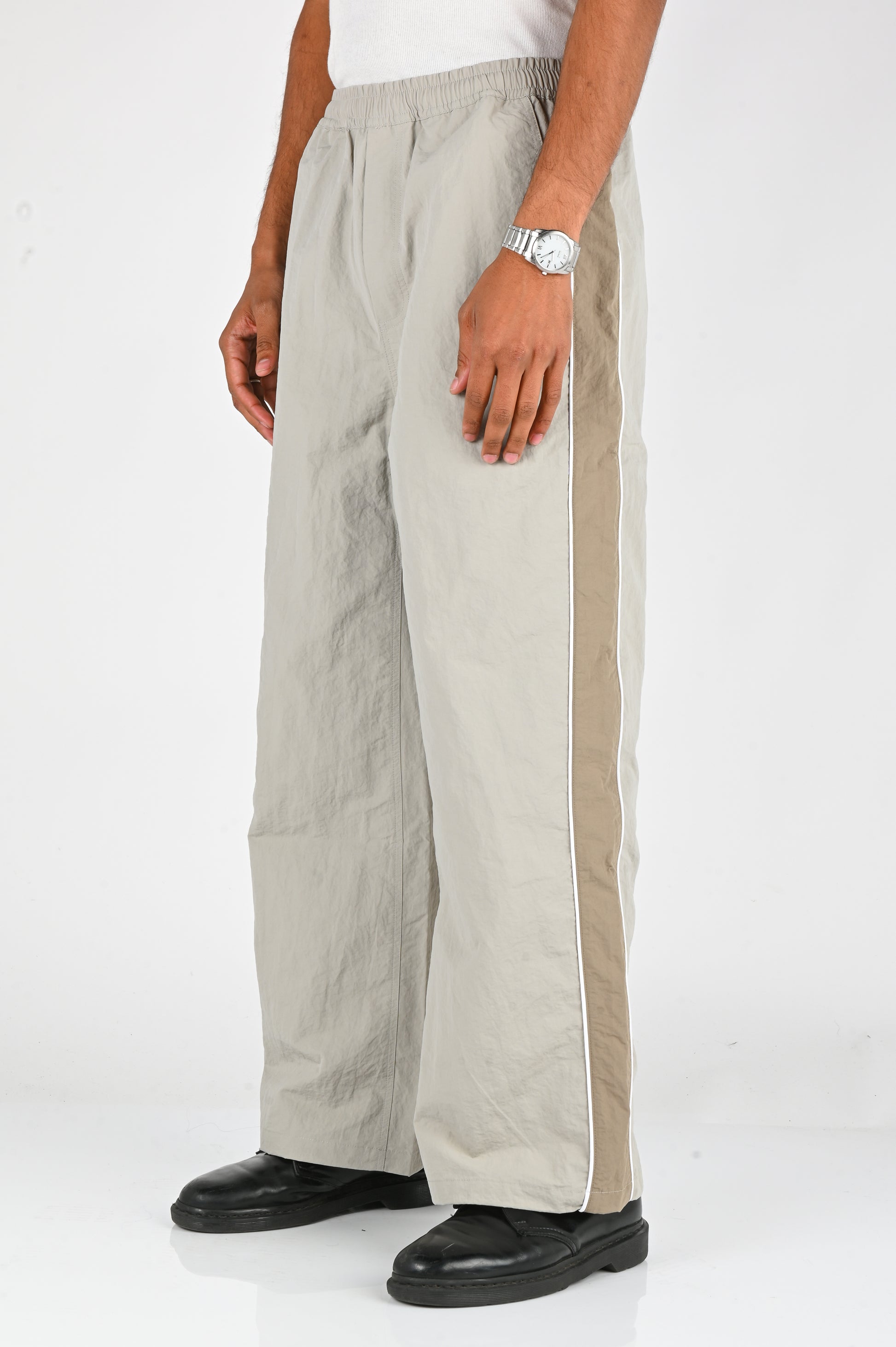 Candice Nylon Track Pants in Light Grey