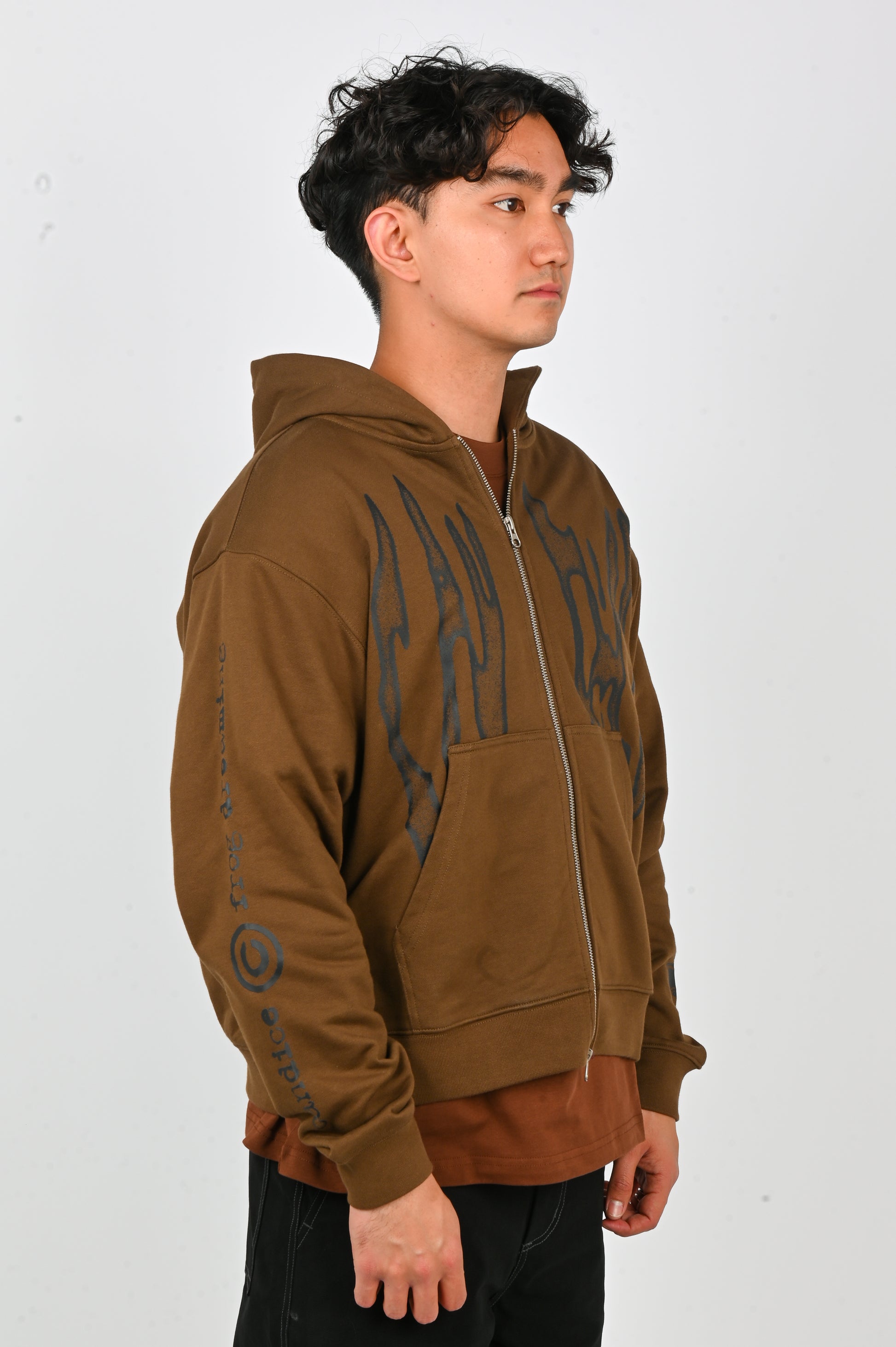 Candice 'Razor' Zip Hoodie in Brown