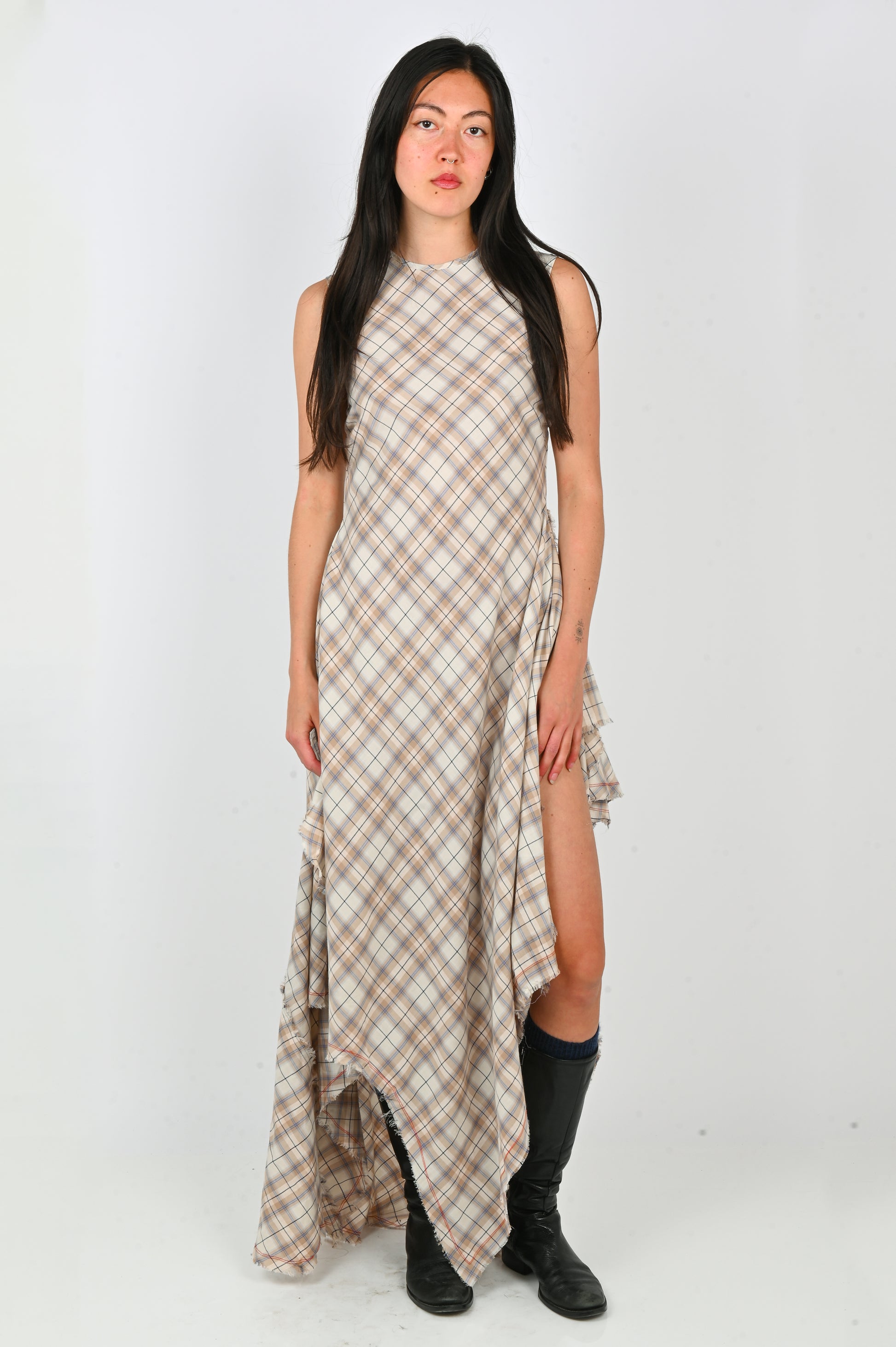 KATALYST 'Margins' Dress in Sand Plaid