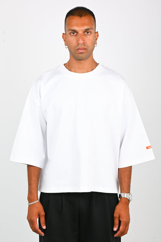 Checks Wide Tee in White