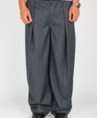 Checks 'Hakama' Pants in Charcoal Wool