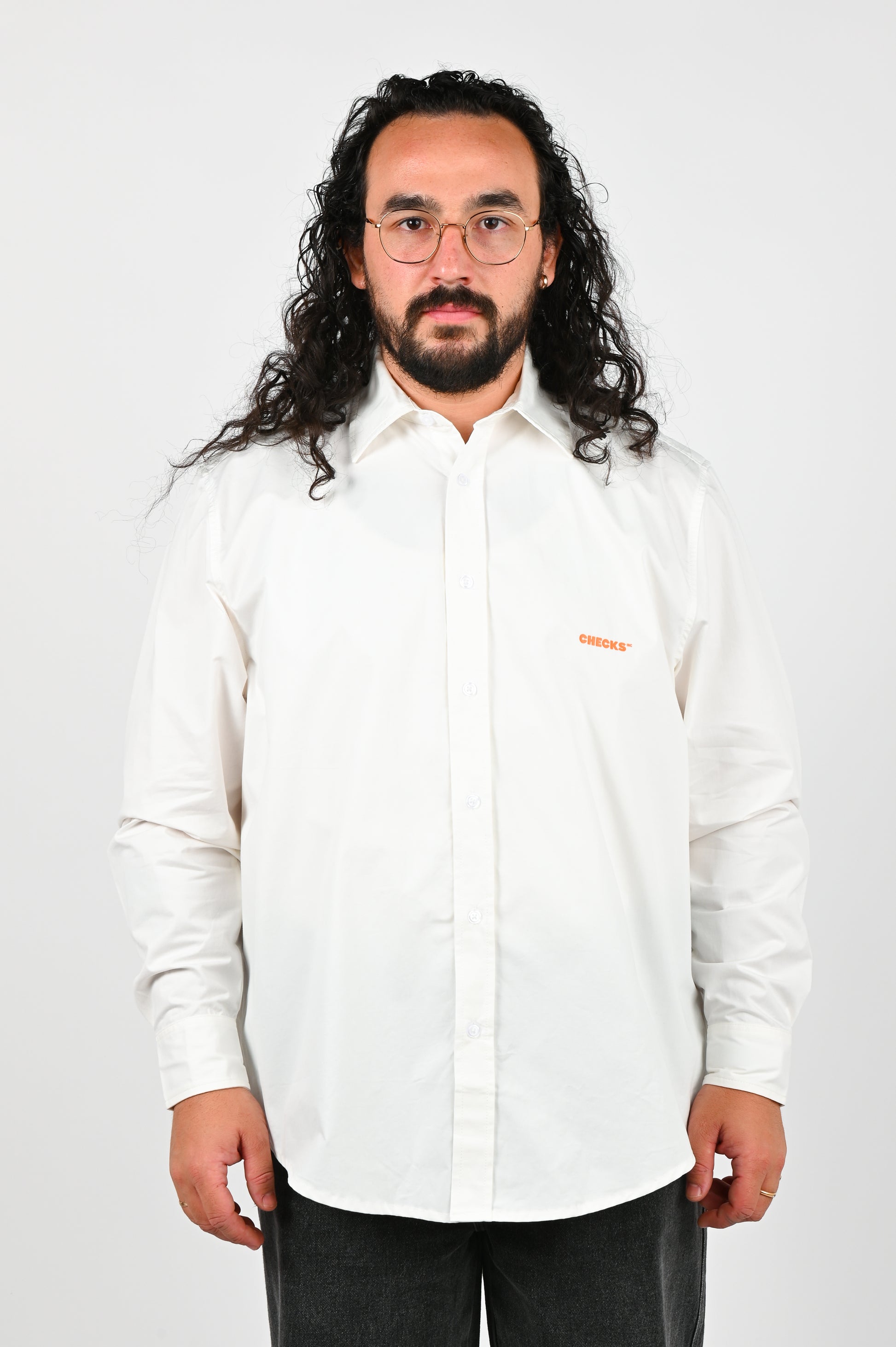 Checks Big Fit Poplin Shirt In White