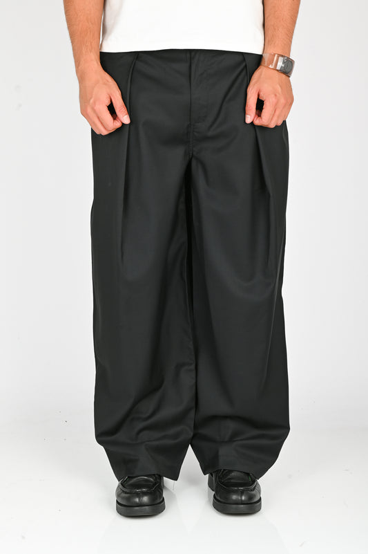 Checks 'Hakama' Pants in Black Wool
