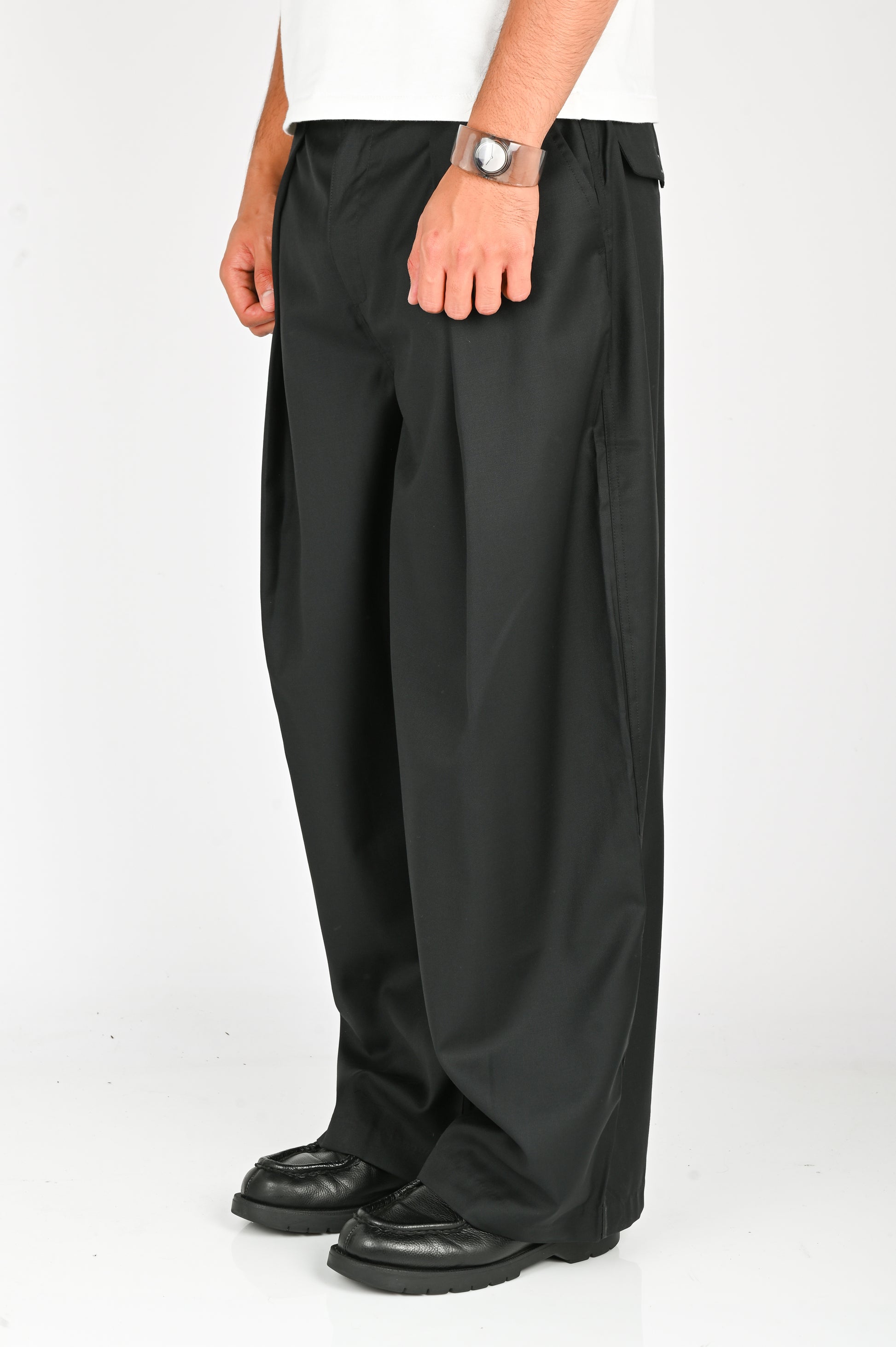 Checks 'Hakama' Pants in Black Wool
