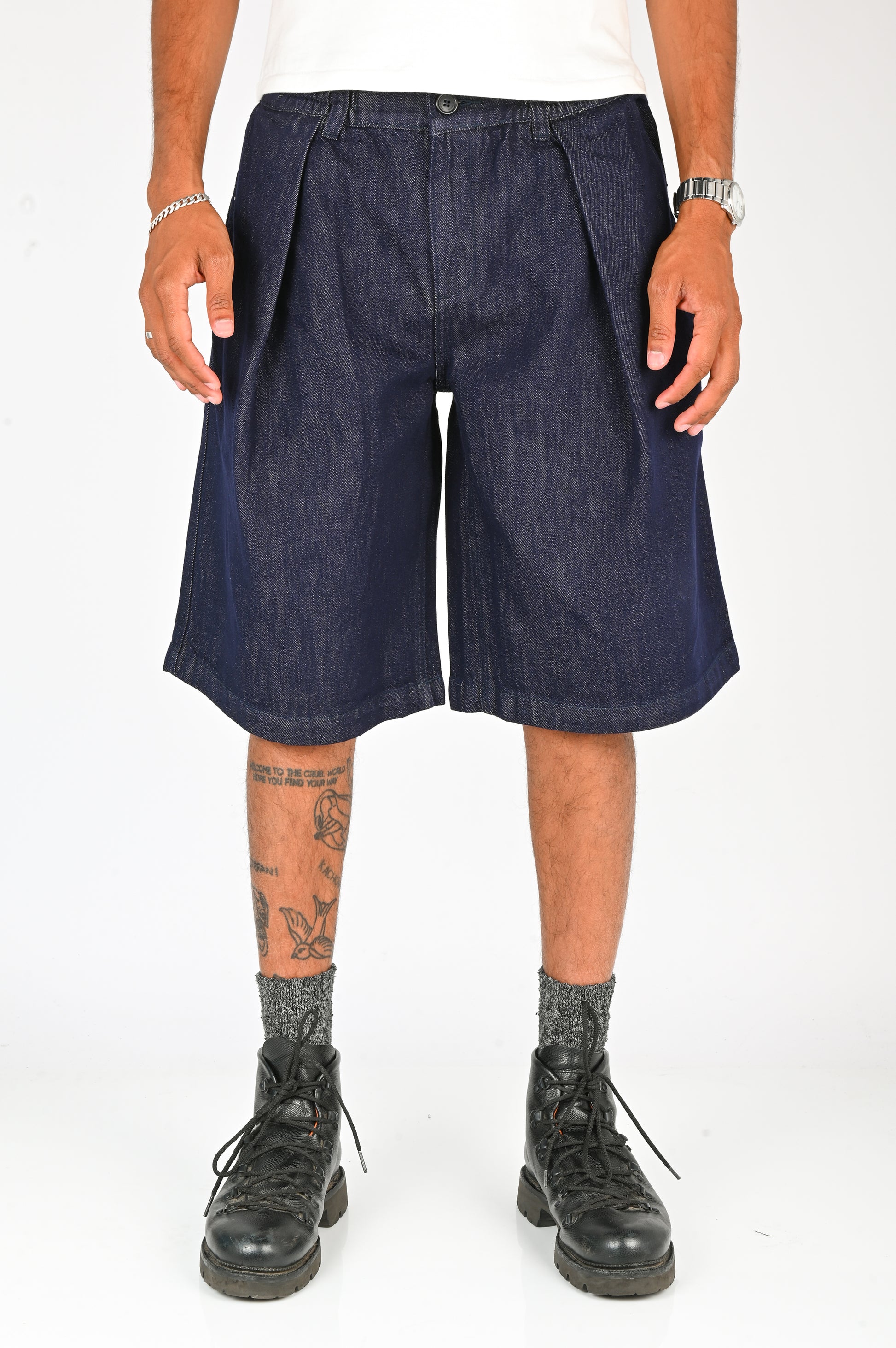 Checks 'Hakama' Shorts in Indigo