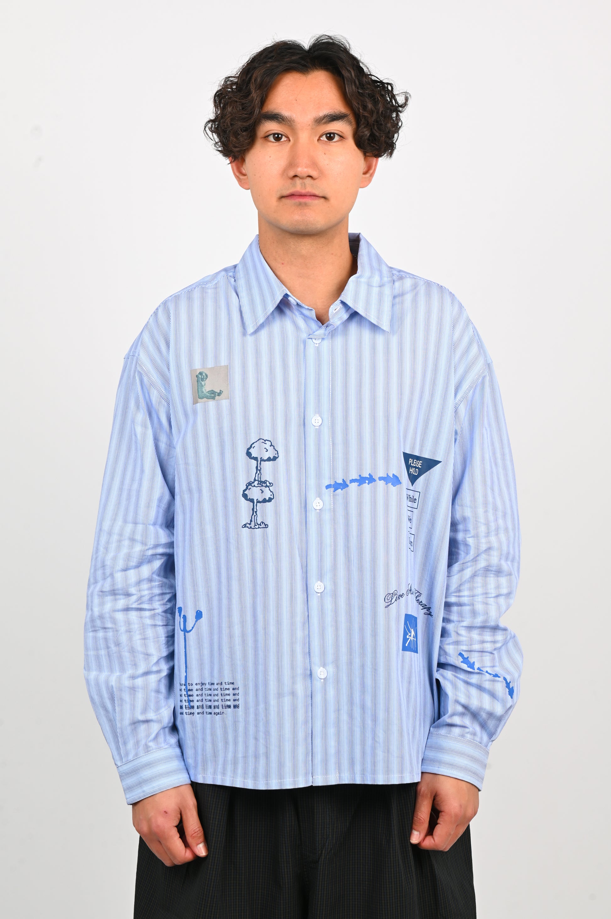 Candice 'Please Hold' Shirt in Blue