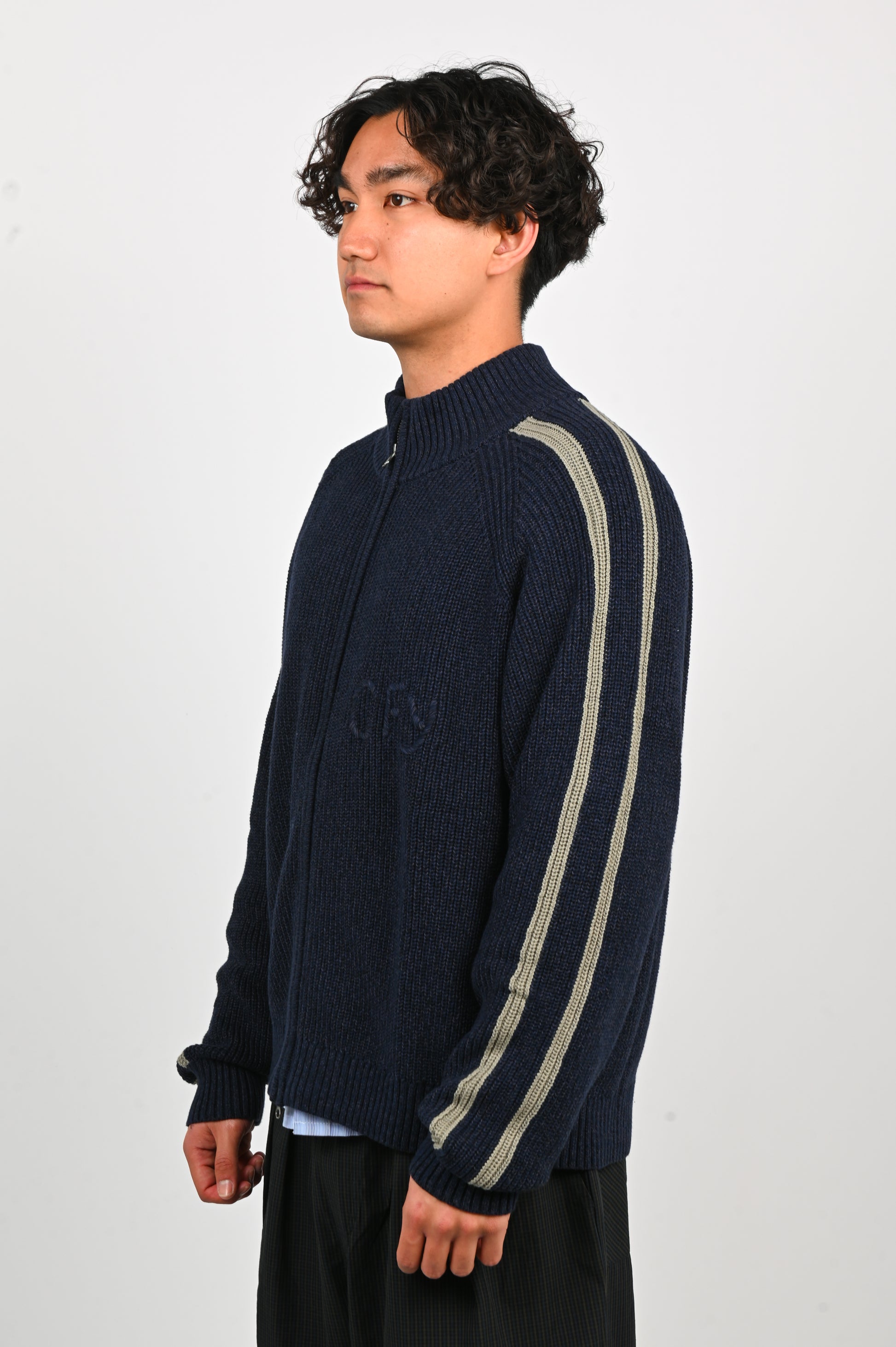 Candice 'Wolfe' Zip Knit in Navy