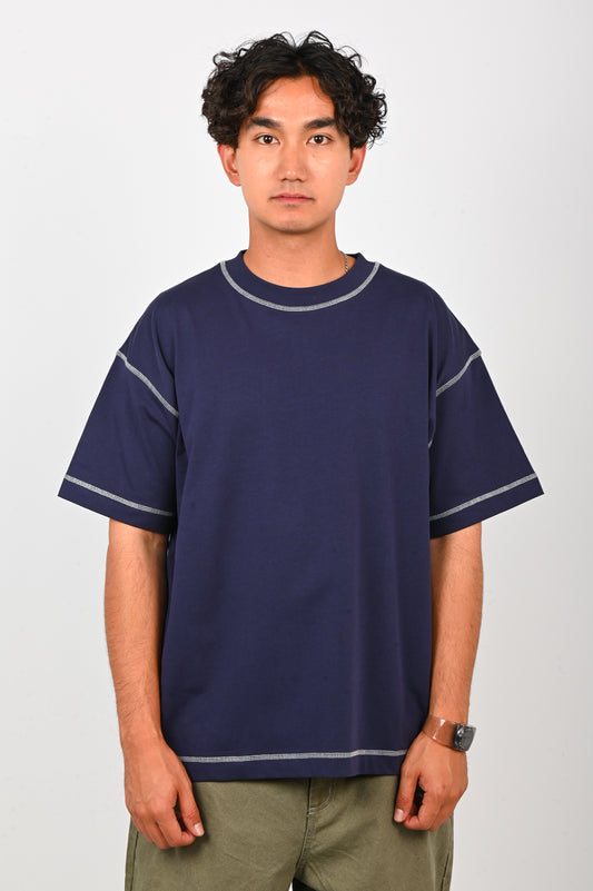 Candice Contrast Tee in Navy