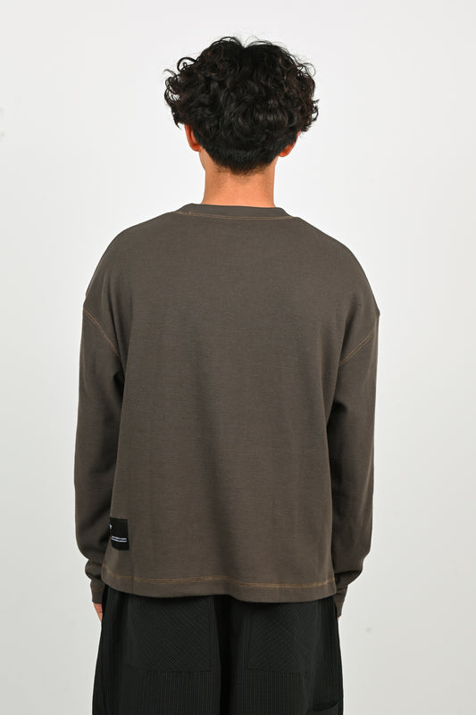 Candice Waffle LS Tee in Mud