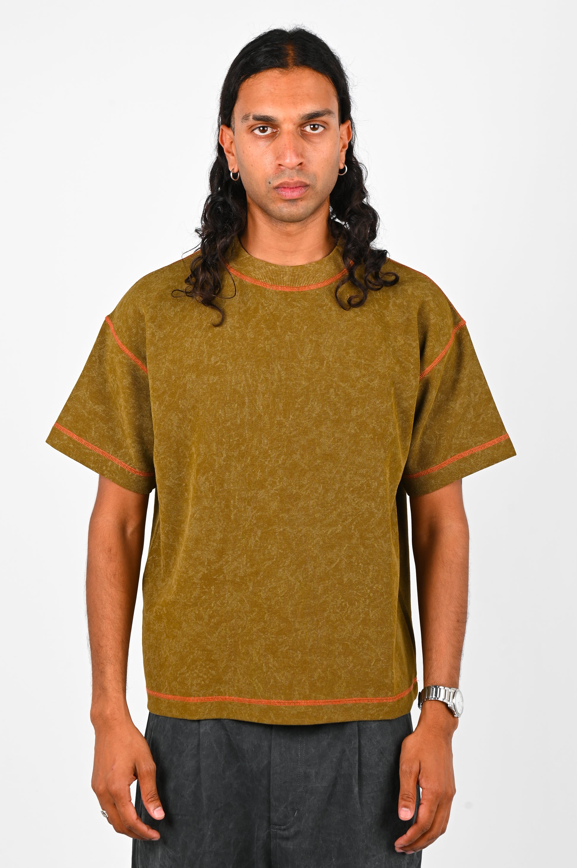 Candice 'Chameleon' Waffle Tee in Olive