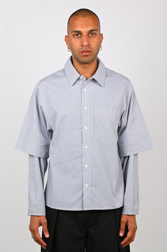 Checks Downtown Layered Shirt in Grey Stripe