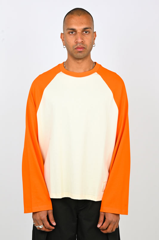 Checks Downtown 'Crew' Raglan Jersey in Cream/Orange