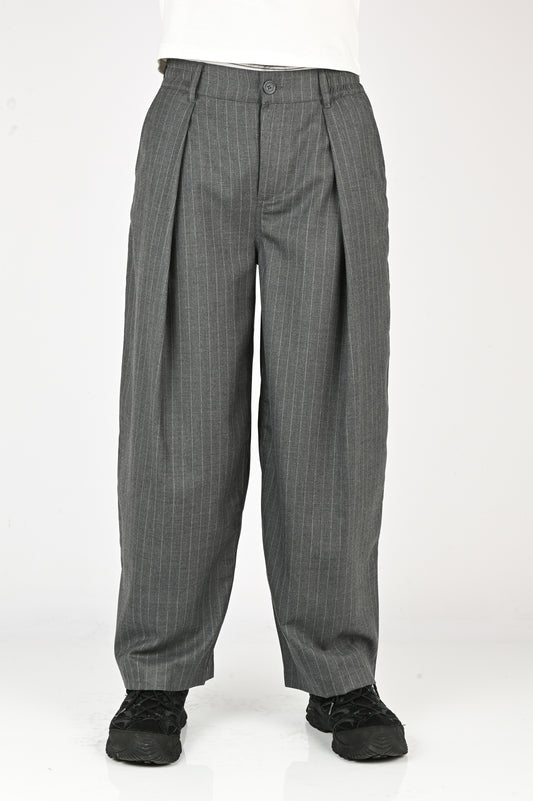 Checks 'Hakama' Pants in Charcoal Pinstripe