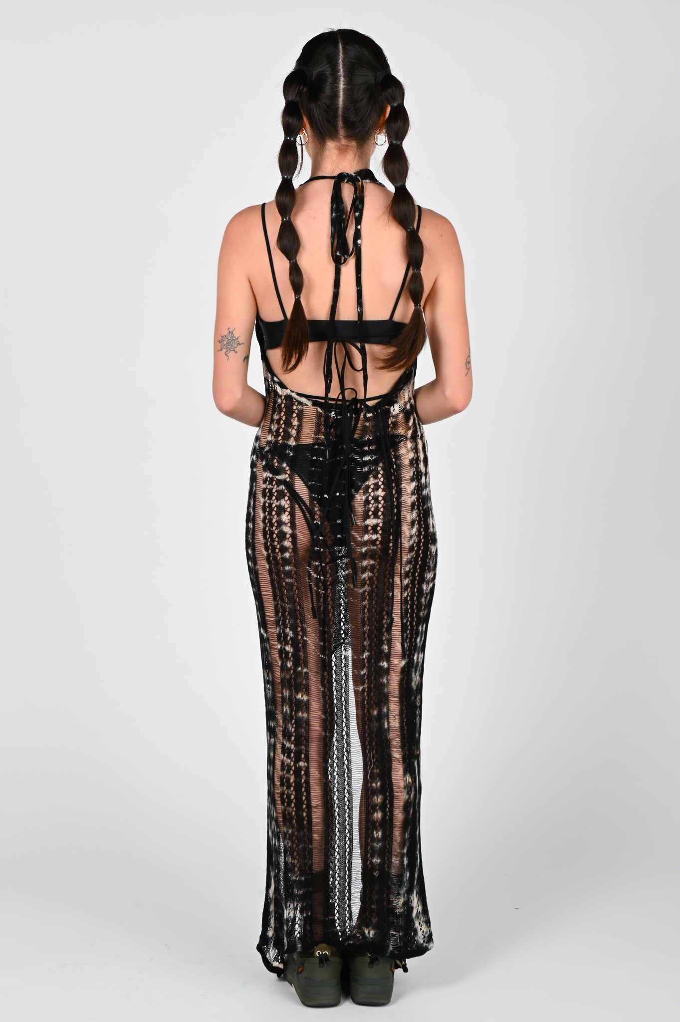 Erik Yvon 'Maxi Crochet' Dress in Black