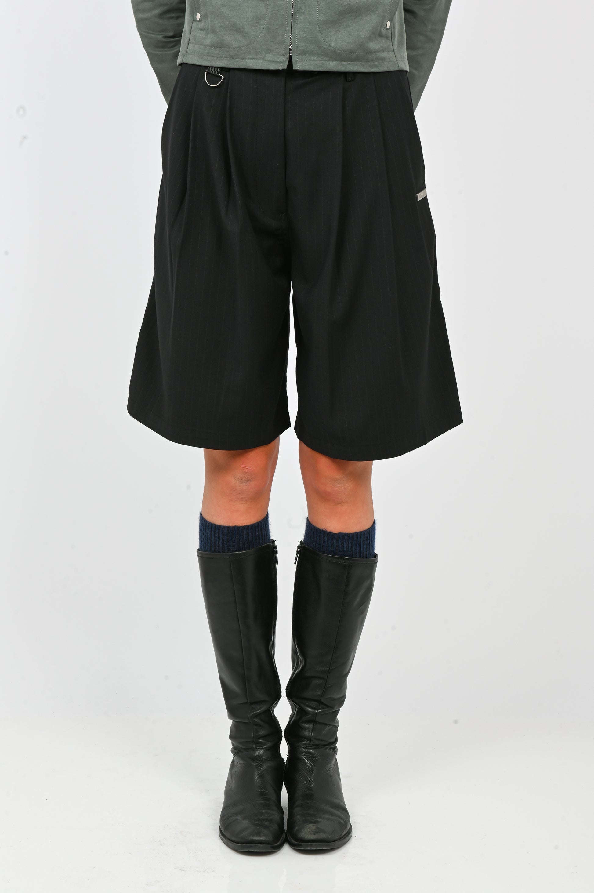 ESS·BEE Pinstripe Shorts in Black