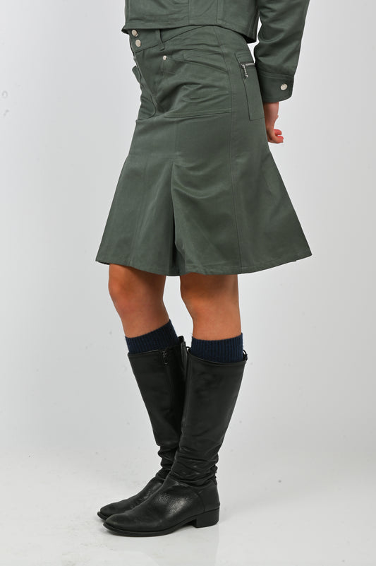 ESS·BEE 'Utility' Skirt in Dusty Olive