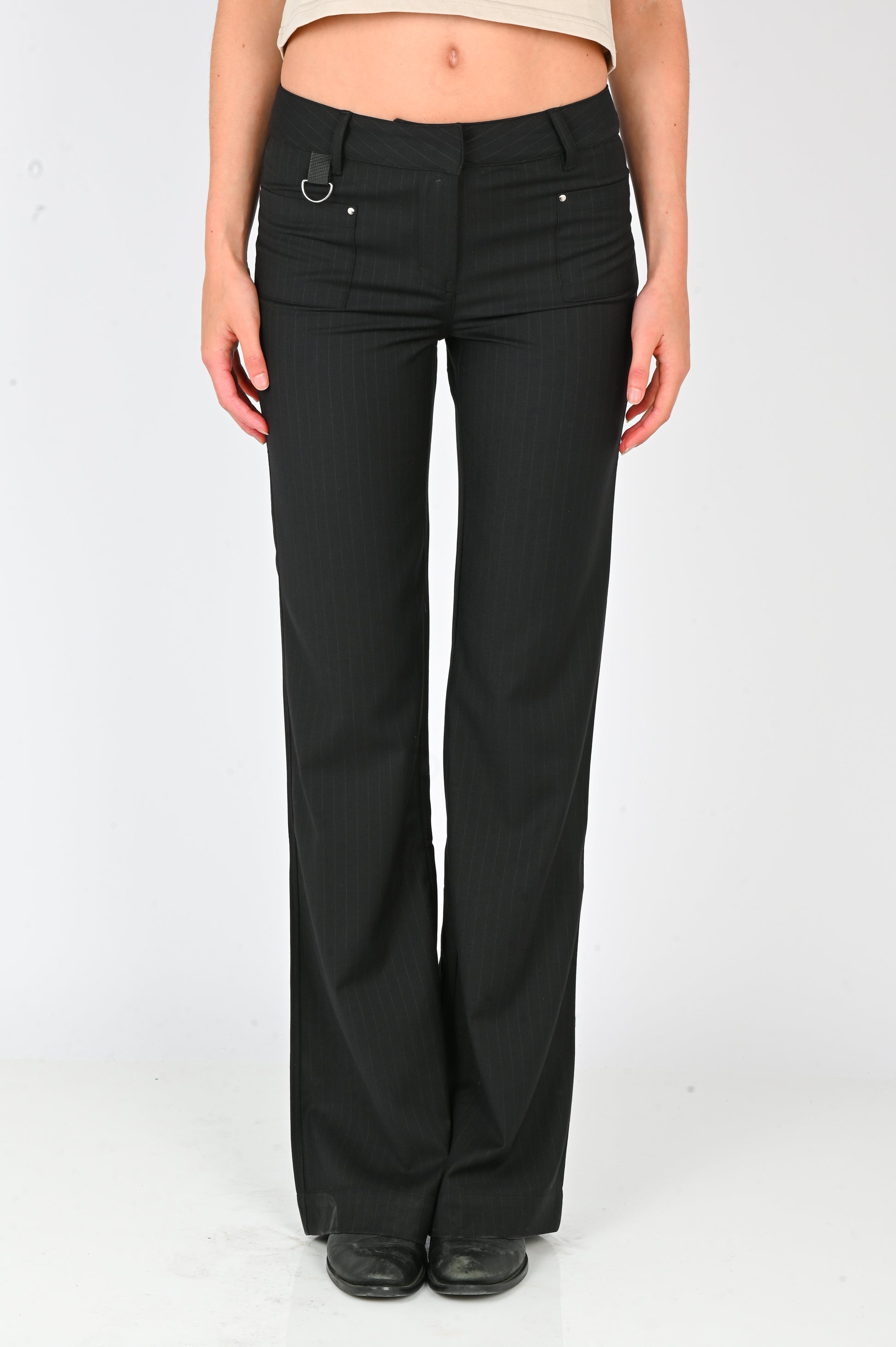 ESS·BEE Bootcut Pinstripe Trouser in Black