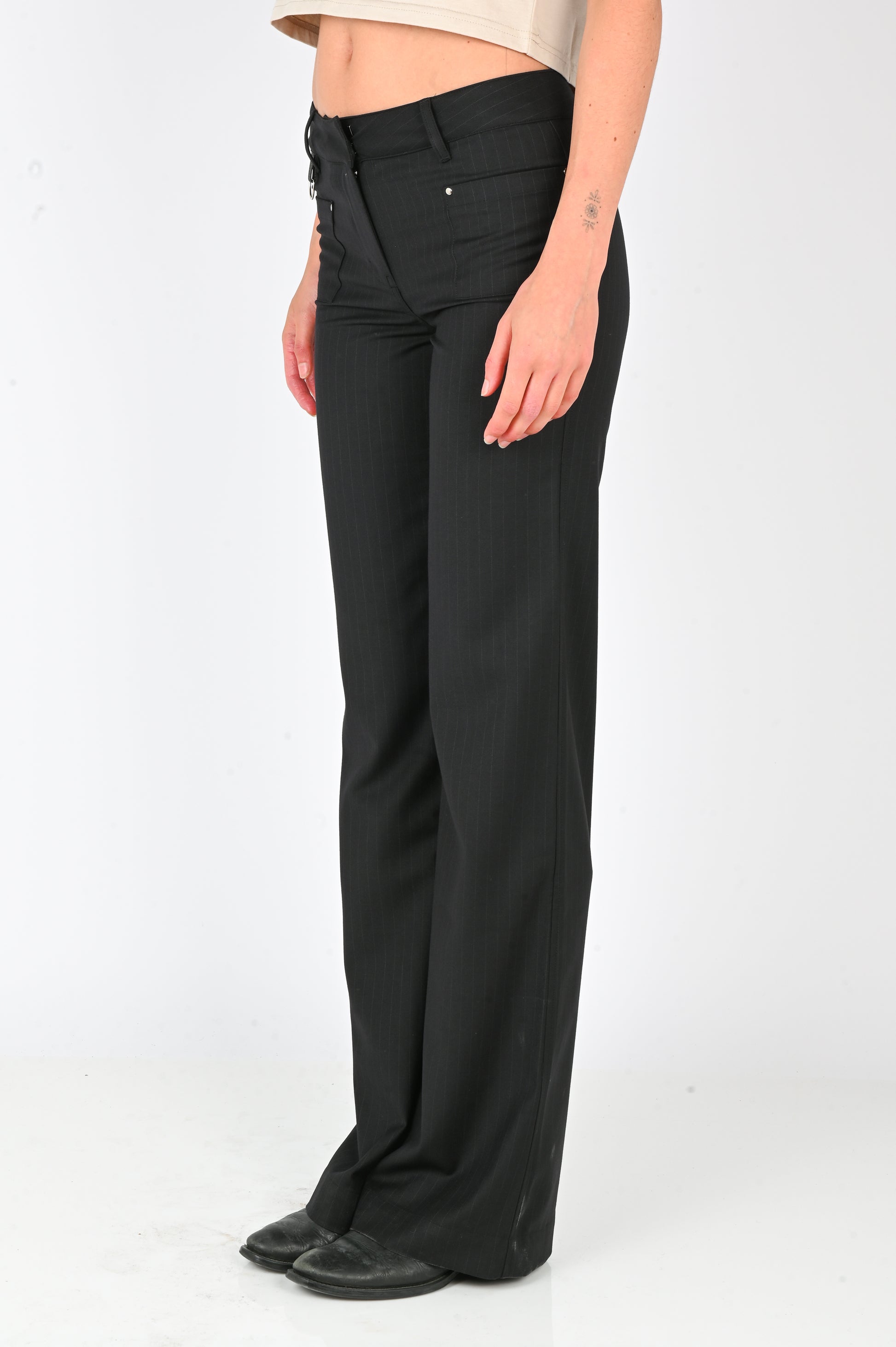 ESS·BEE Bootcut Pinstripe Trouser in Black