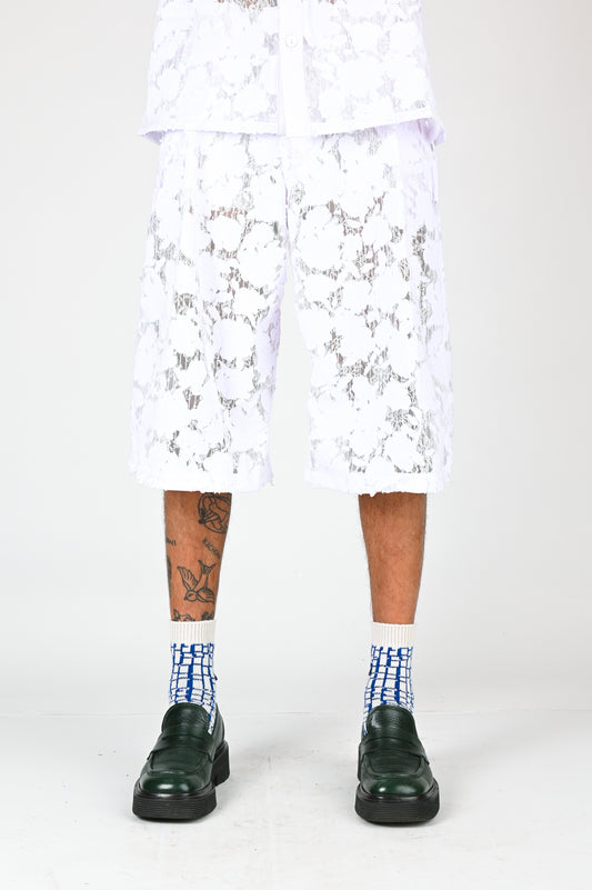 Erik Yvon Lace Shorts in White