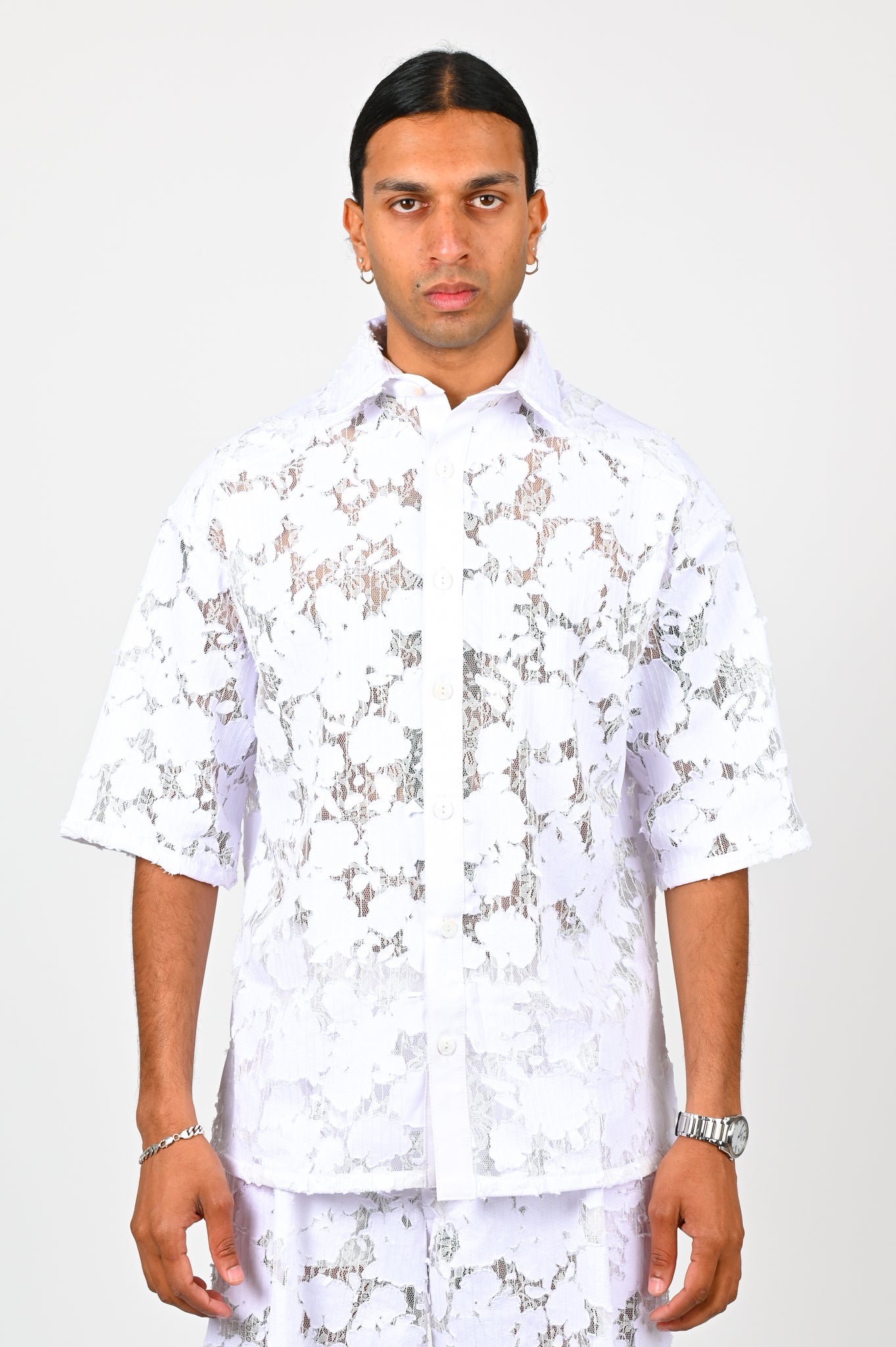 Erik Yvon Lace Shirt in White