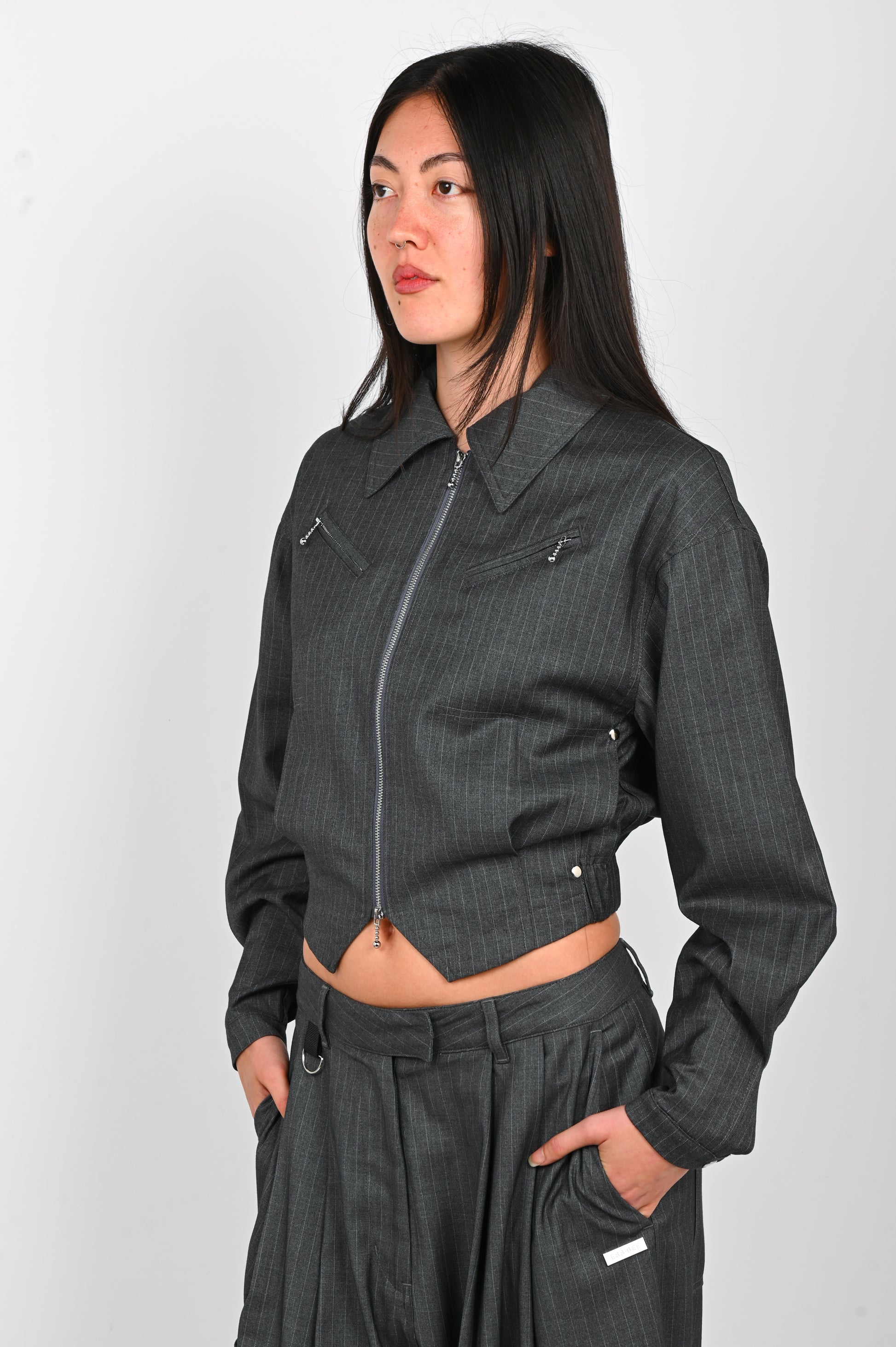 ESS·BEE Jacket in Grey Pinstripe