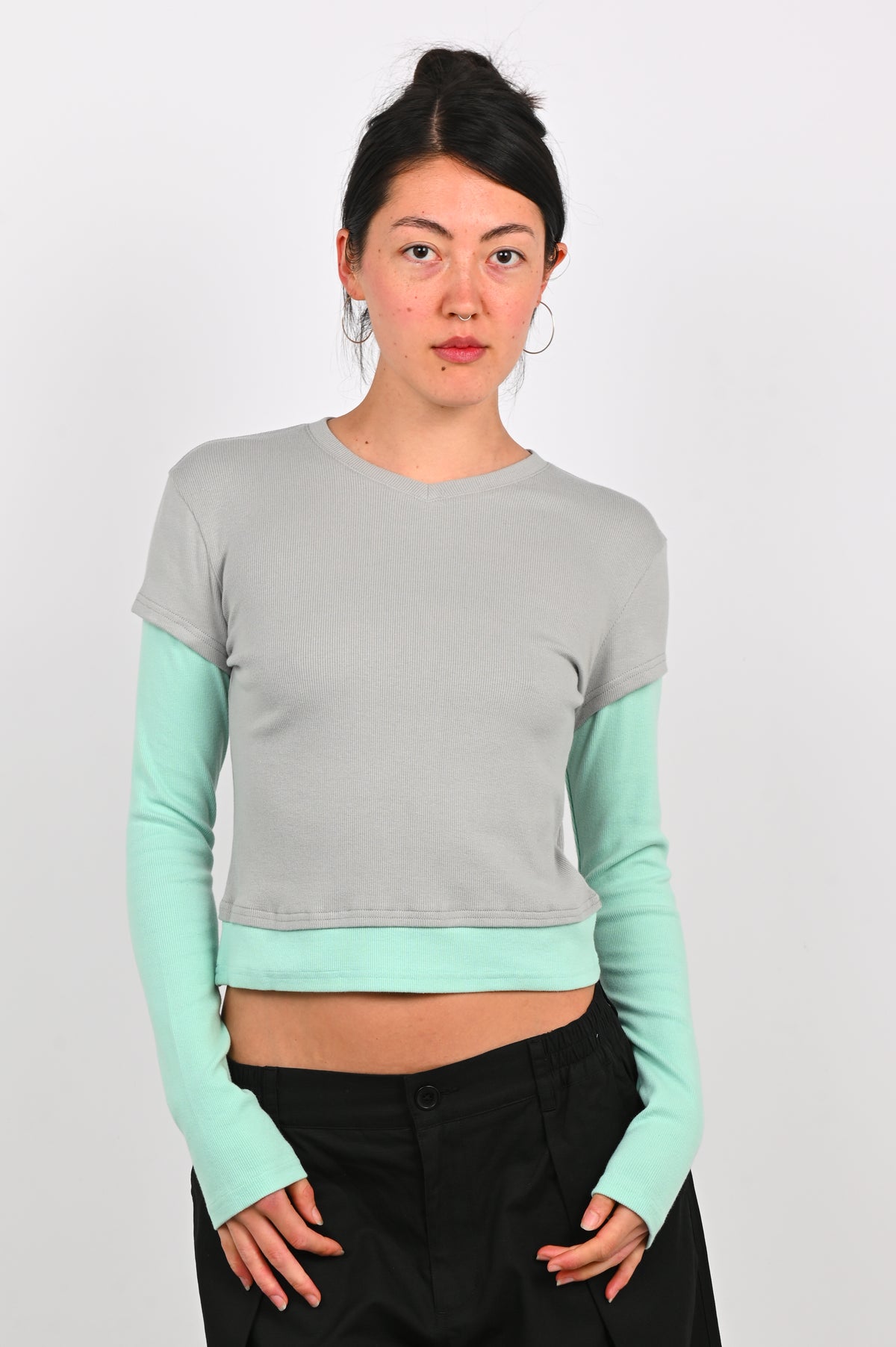 ESS·BEE 'Tea Break' Long Sleeve in Mint/Grey