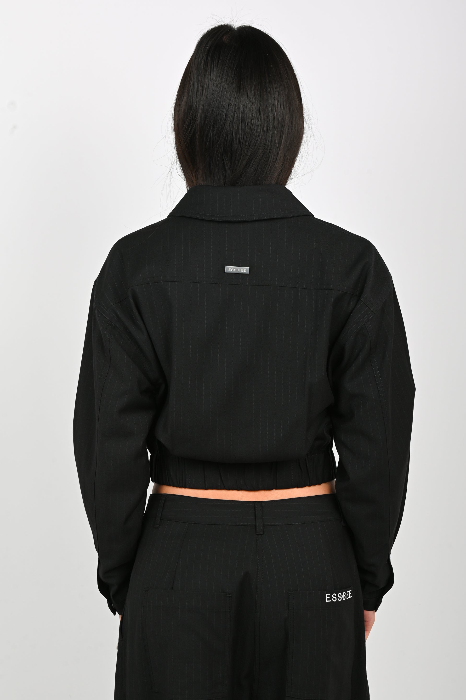 ESS·BEE Jacket in Black Pinstripe