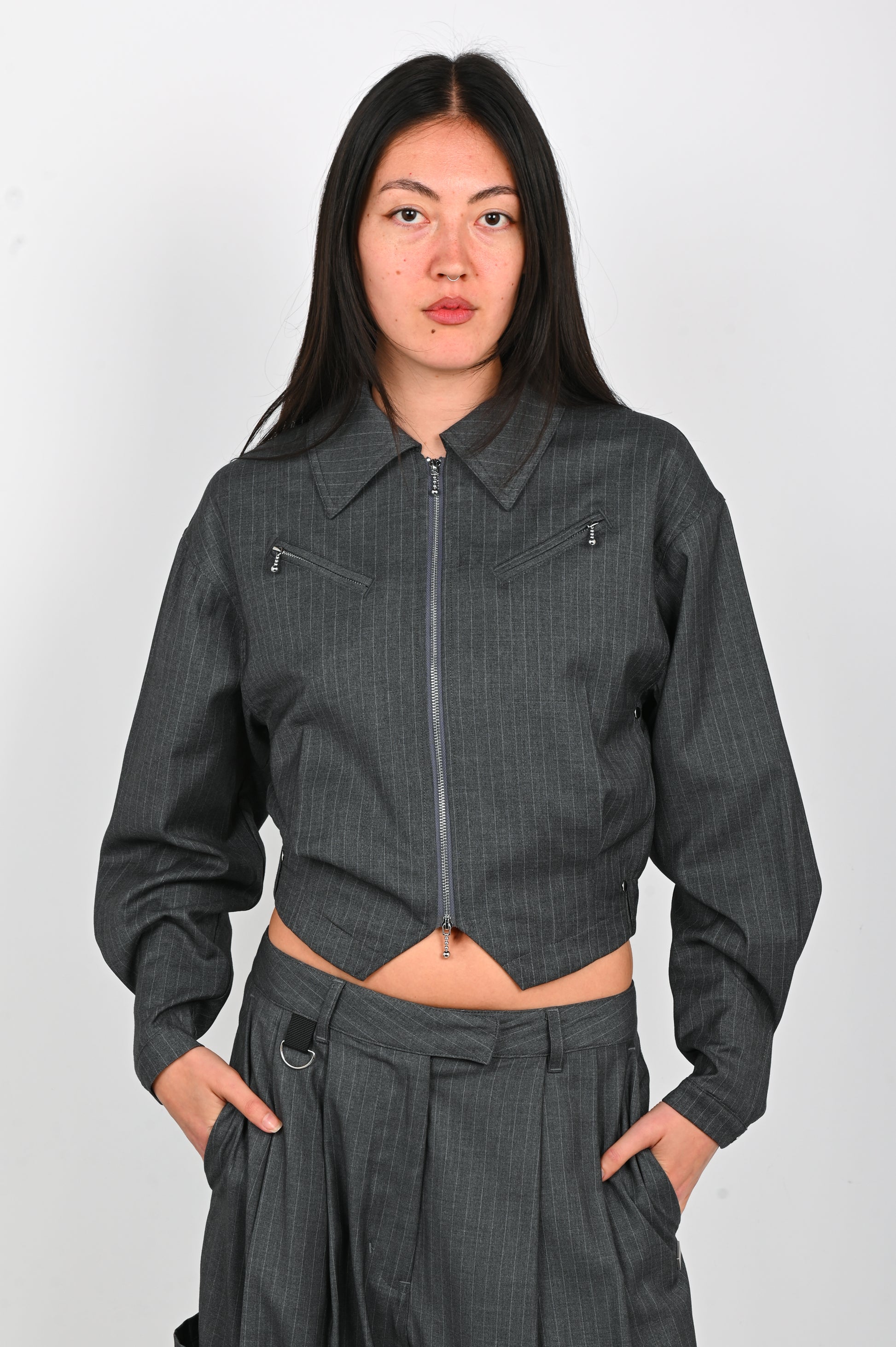 ESS·BEE Jacket in Grey Pinstripe