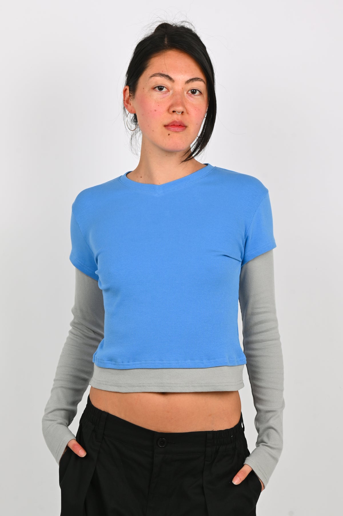 ESS·BEE 'Tea Break' Long Sleeve in Blue/Grey