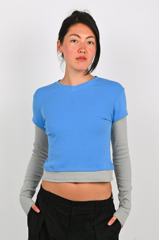 ESS·BEE 'Tea Break' Long Sleeve in Blue/Grey