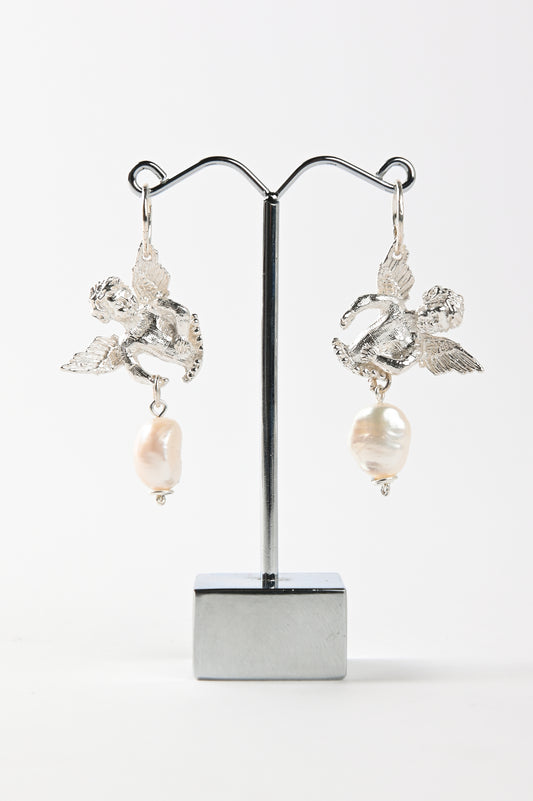 Sacreflux 'Angel and Pearl' Hoop Earrings