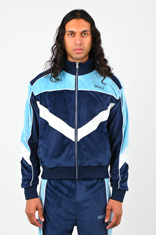 Hoddle Velour Track Top in Blue