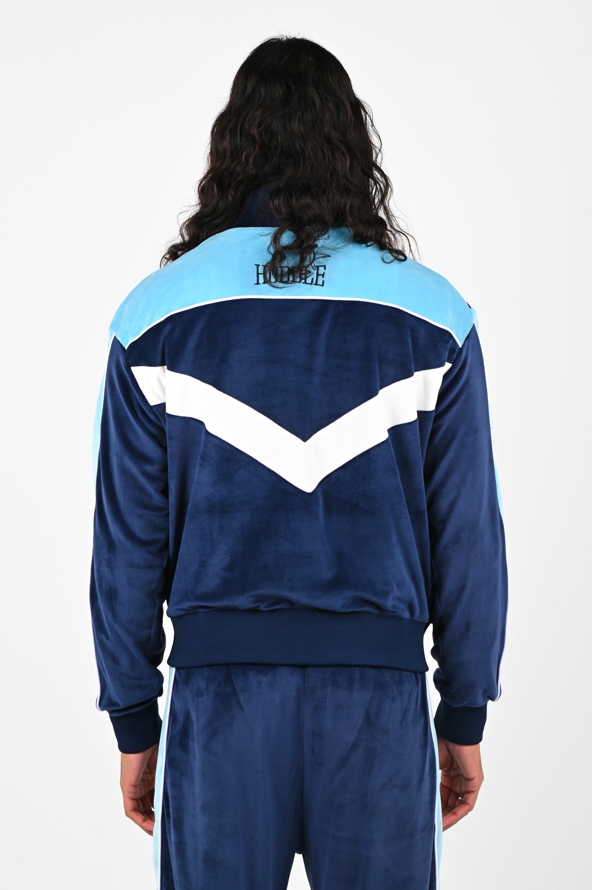 Hoddle Velour Track Top in Blue