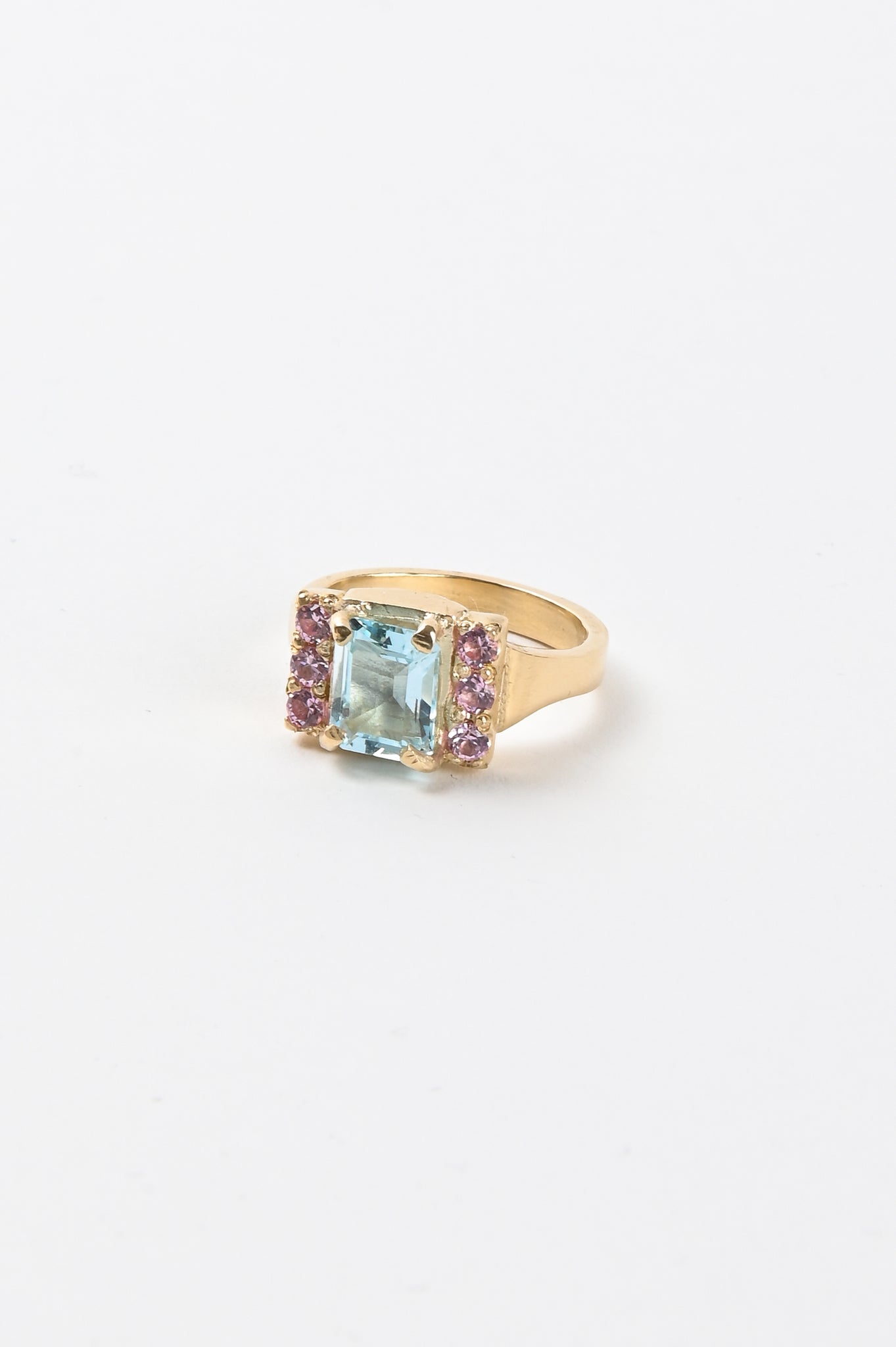 Oliver Thomas 'Priscilla' Ring With Blue Topaz In 9ct Gold