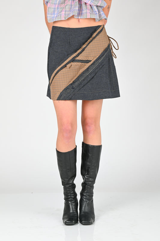 KATALYST 'Equilibrium' Mini Skirt in Tan Check