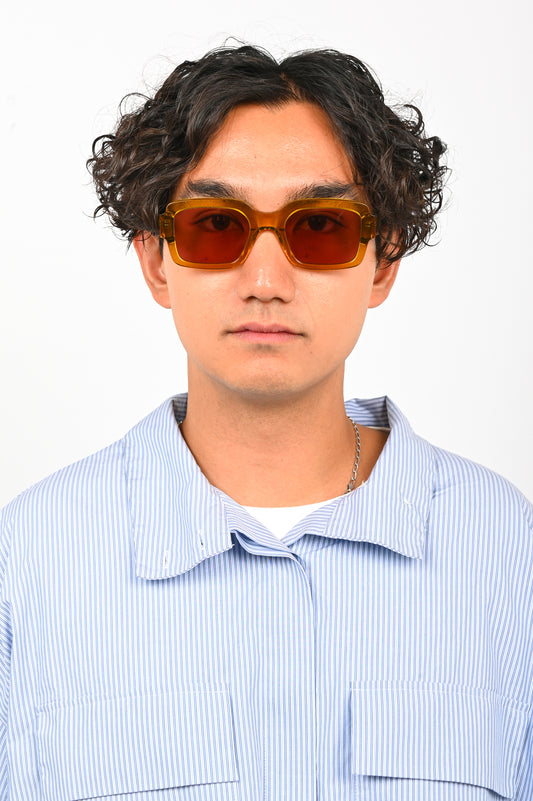 Monokel 'Apollo' Caramel Sunglasses with Pink Solid Lens