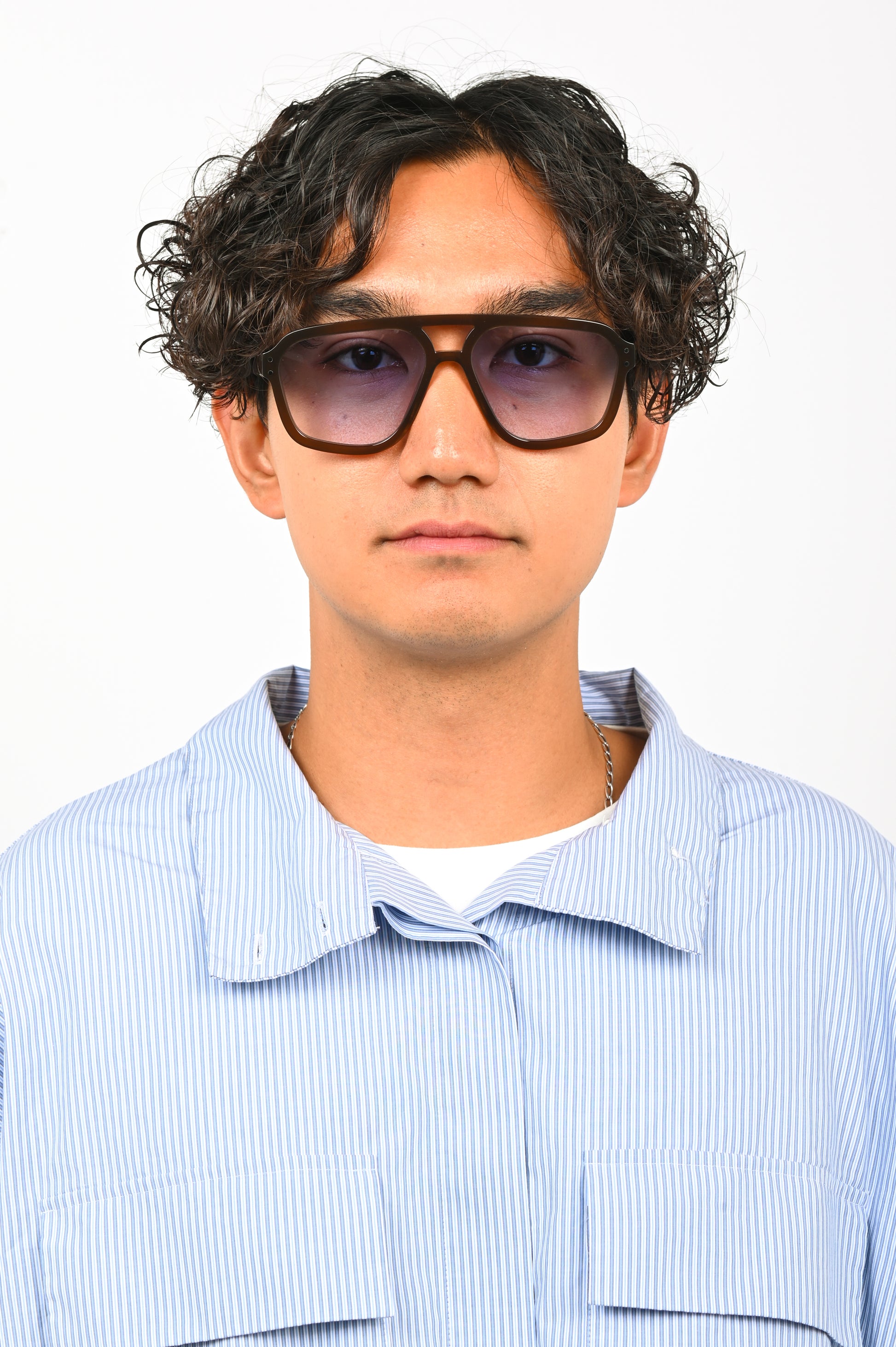 Monokel 'Jet' Chocolate Sunglasses with Blue Gradient Lens
