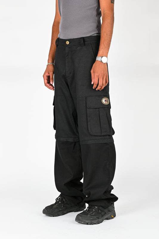 The Snake Hole 'Slowcutter' Zip Off Cargo Pants In Black