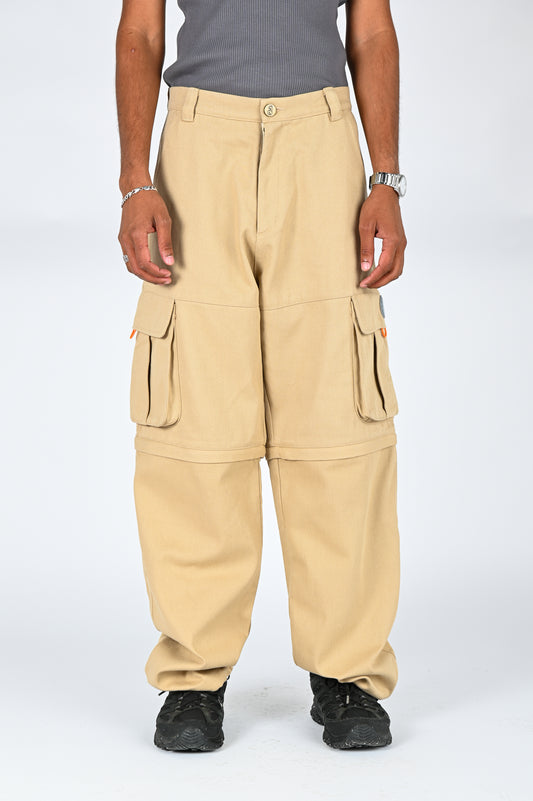 The Snake Hole 'Slowcutter' Zip Off Cargo Pants In Sand