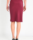 Olga Joan Bias Knee Skirt in Vino Silk