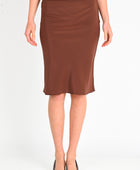 Olga Joan Bias Knee Skirt in Ciocco Silk