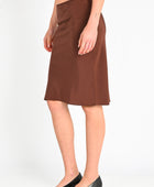 Olga Joan Bias Knee Skirt in Ciocco Silk