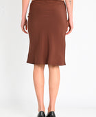 Olga Joan Bias Knee Skirt in Ciocco Silk