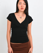 Olga Joan Cap Sleeve Top In Nera